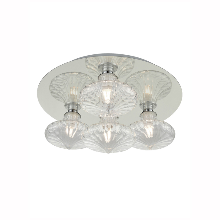 Franklite CF5777/989 Flush Polished Chrome Bathroom Ceiling Light Complete With Clear Glasses- IP44