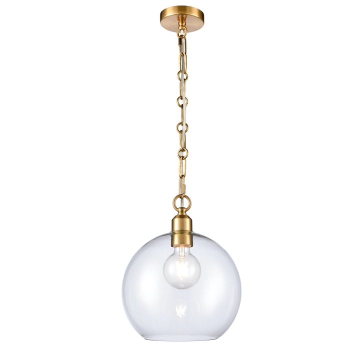 Franklite Chalice Single Pendant In Aged Brass With Clear Glass Globe