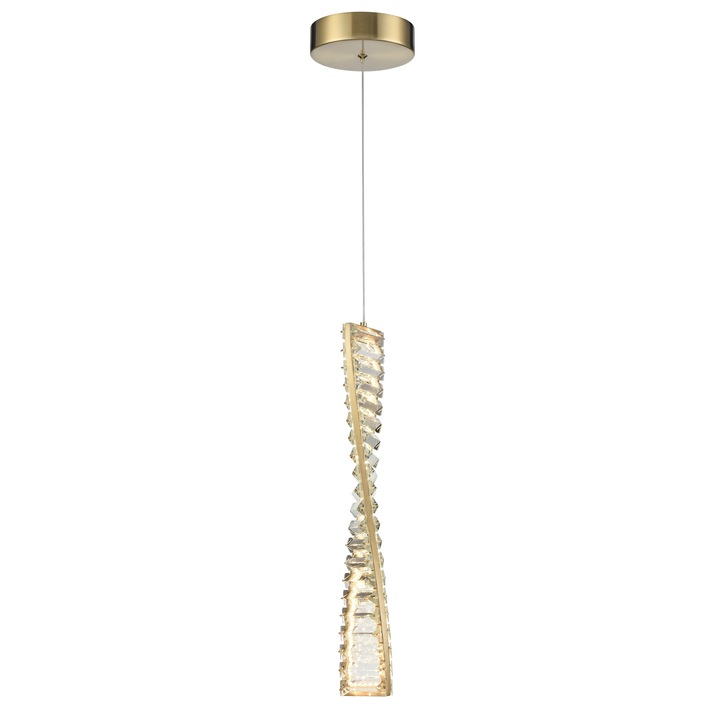 Franklite Cleopatra Twisted Pendant In Aged Brass With Rectangular Crystals - 3000K