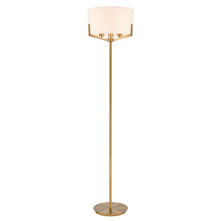 Franklite Clifton Floor Standing Lamp In Aged Brass With Cream Fabric Shade