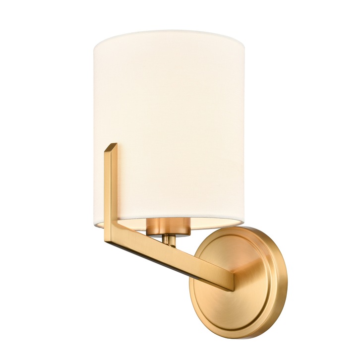 Franklite Clifton Single Wall Light In Aged Brass With Cream Fabric Shade