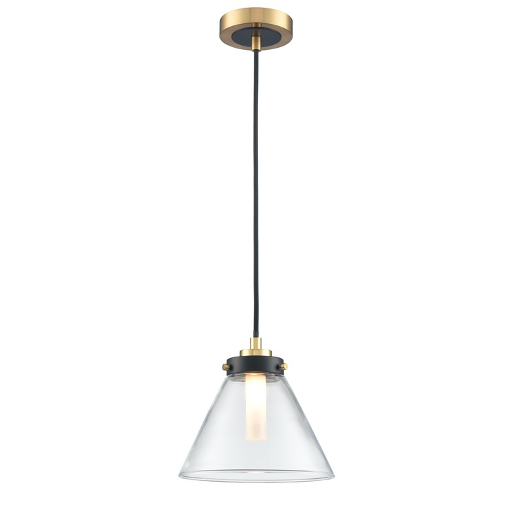 Franklite Conica Single Bathroom Pendant In Matt Black & Aged Brass - IP44