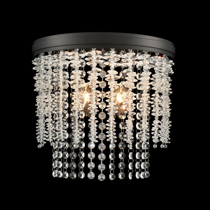 Franklite Coral Matt Black Crystal Wall Light