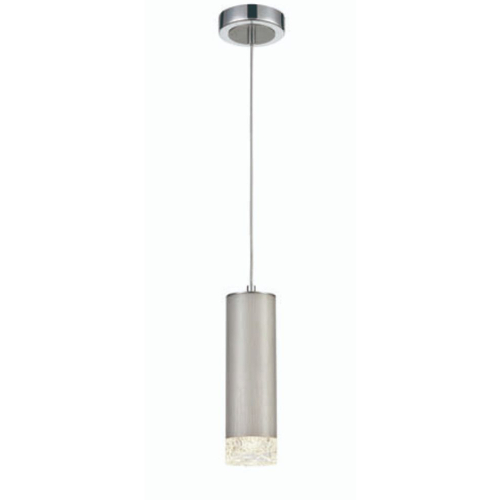 Franklite Cordelia Brushed Silver And Polished Chrome Single Pendant Light Complete With Clear Textured Glass