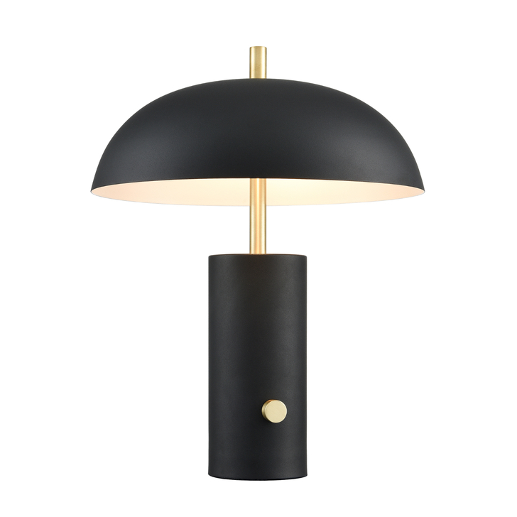 Franklite Dawn Matt Black And Satin Brass Table Lamp Complete With Dimmer