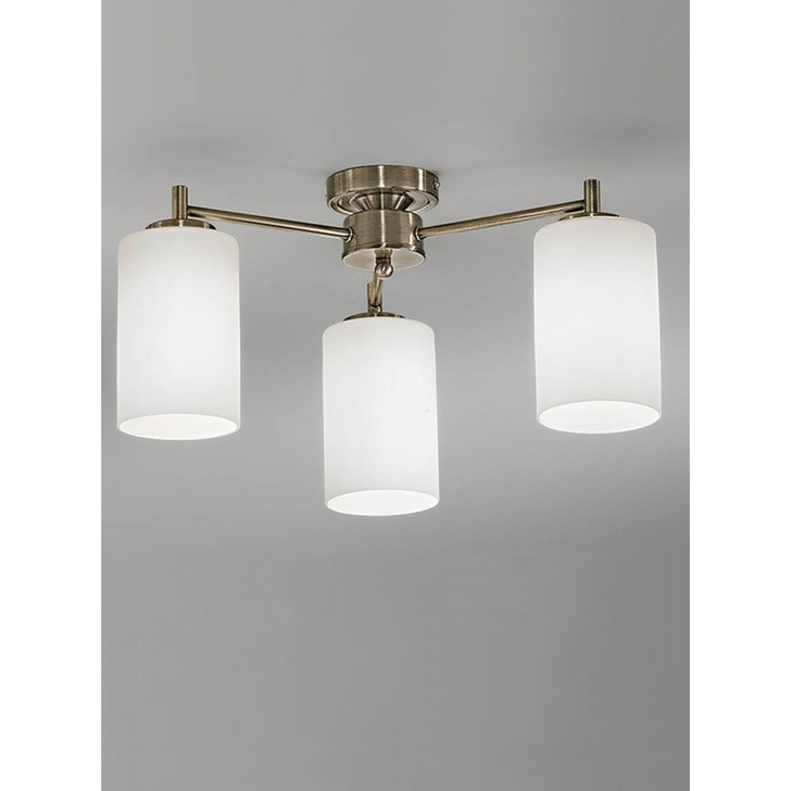 Franklite Decima Bronze 3 Light Flush Ceiling Light Complete With Opal Glasses