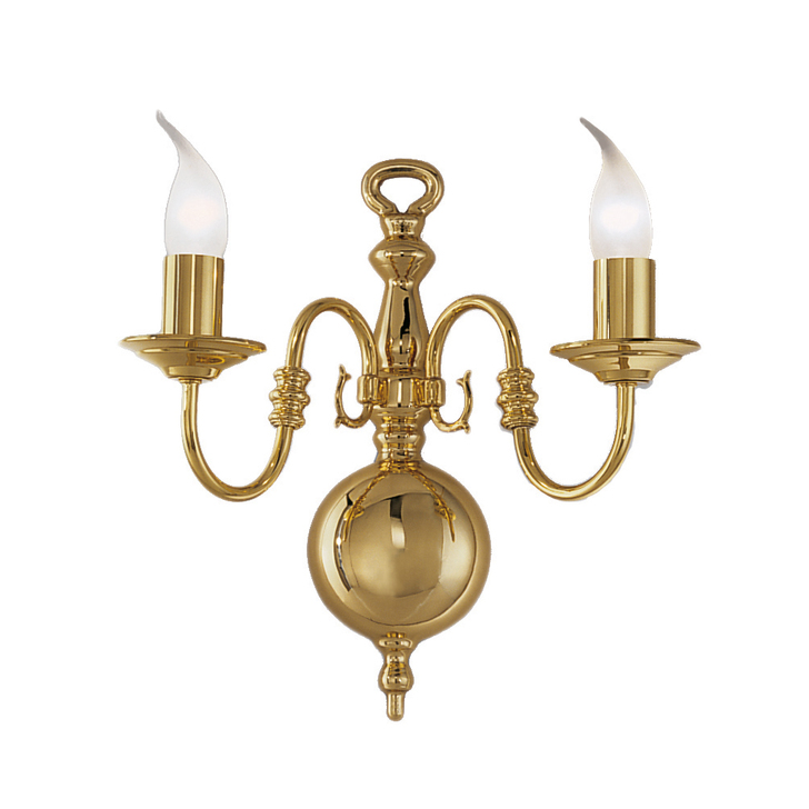 Franklite Delft Polished Brass Large Double Wall Light