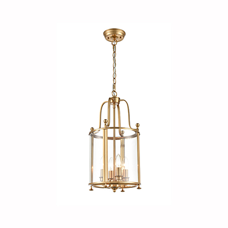 Franklite Drayton 4 Light Contemporary Ceiling Lantern Light In Antique Gold Finish Complete With Clear Glass