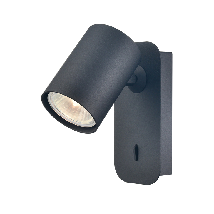 Franklite Duet Matt Black Adjustable Single Spotlight - Switched