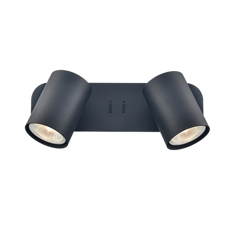 Franklite Duet Matt Black Adjustable Twin Spotlight - Switched
