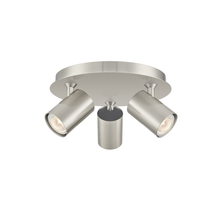Franklite Duet Satin Nickel Adjustable Round Triple Ceiling Spotlight