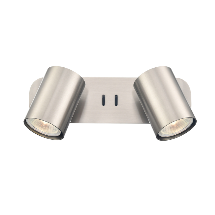 Franklite Duet Satin Nickel Adjustable Twin Spotlight - Switched