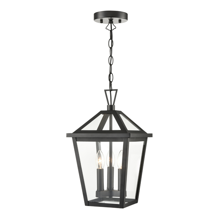 Franklite Dusk Extra Large Matt Black Exterior Wall Lantern Light Complete With Clear Glass Panels - IP44