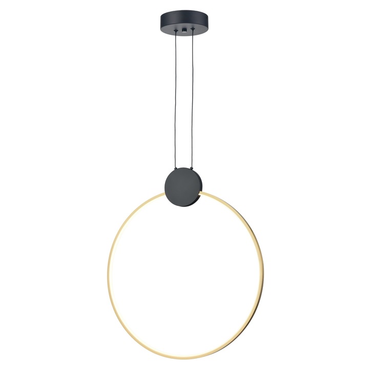 Franklite Eclipse Large Hoop Ring Pendant In Matt Black & Gold - 3000K