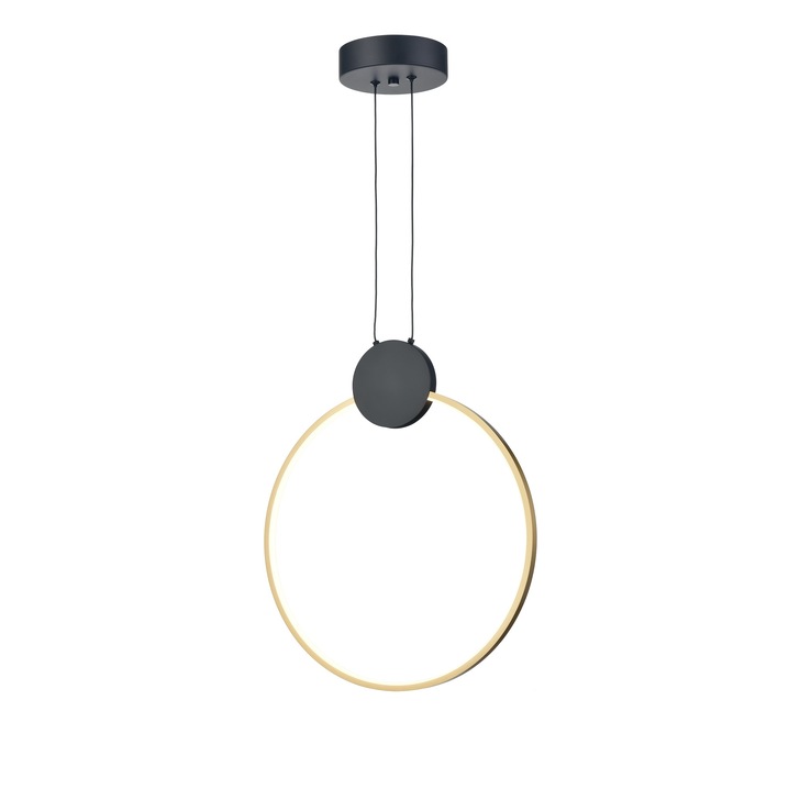 Franklite Eclipse Small Hoop Ring Pendant In Matt Black & Gold - 3000K