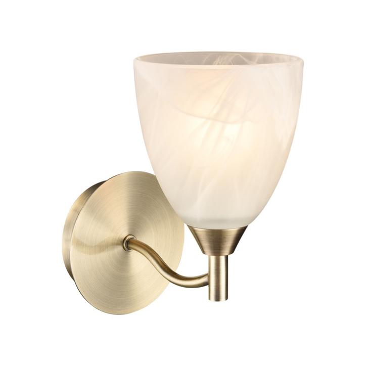 Franklite Emmy Bronze Single Wall Light Complete With Alabaster Effect Glass