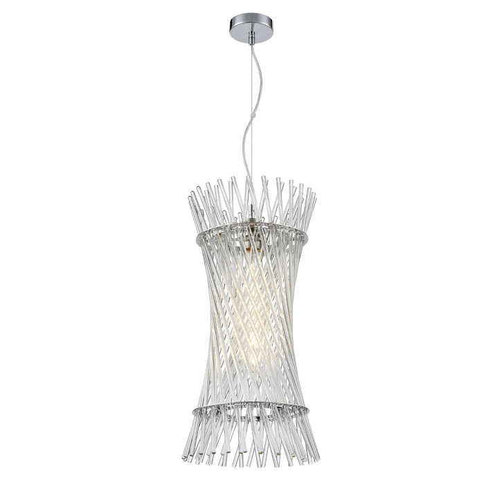Franklite Ethereal Chrome Single pendant With Clear Glass Rods