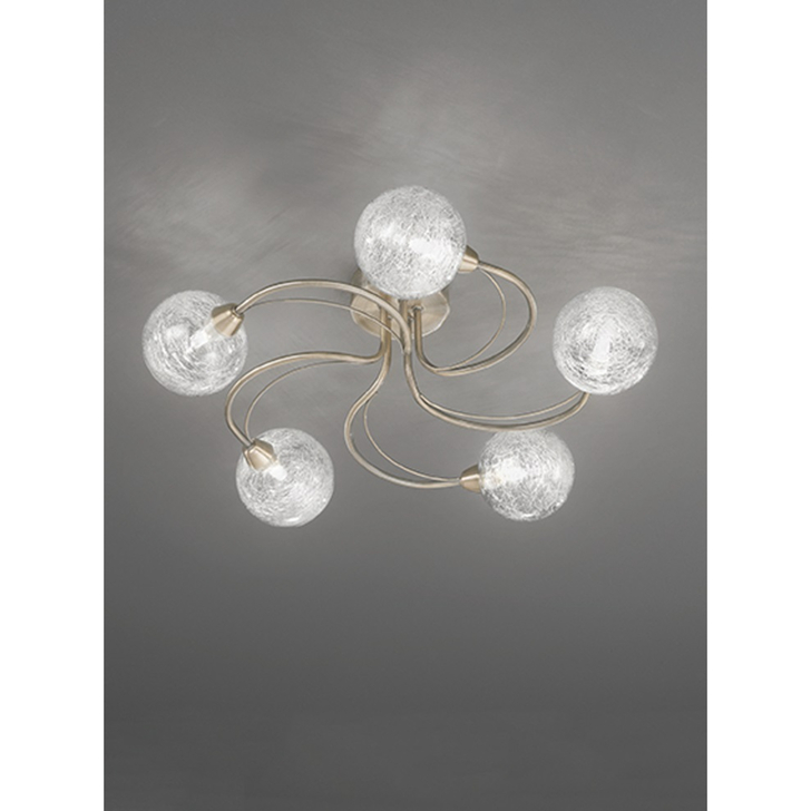 Franklite Gyro 5 Light Flush Ceiling Light In Bronze Complete With Clear Glass