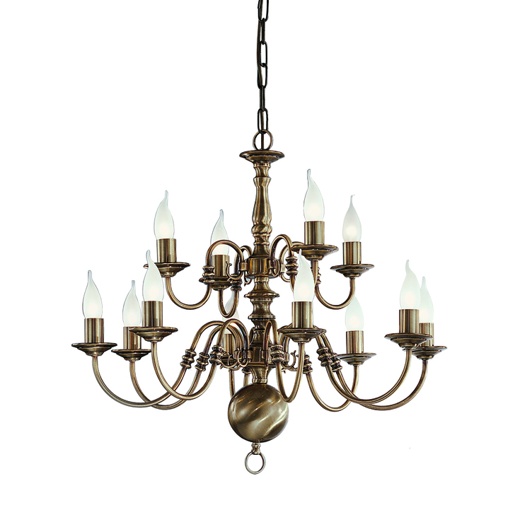 Franklite Halle Bronzed Brass 12 Light Chandelier