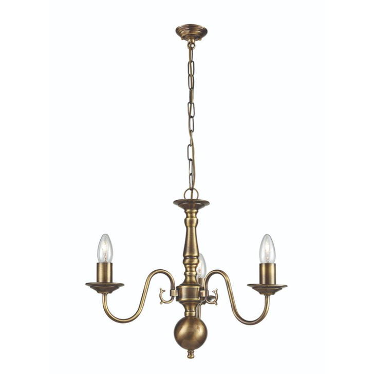 Franklite Halle Bronzed Brass 3 Light Chandelier