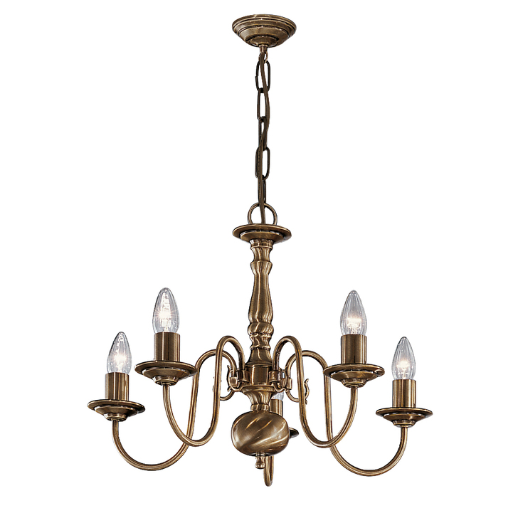 Franklite Halle Bronzed Brass 5 Light Chandelier