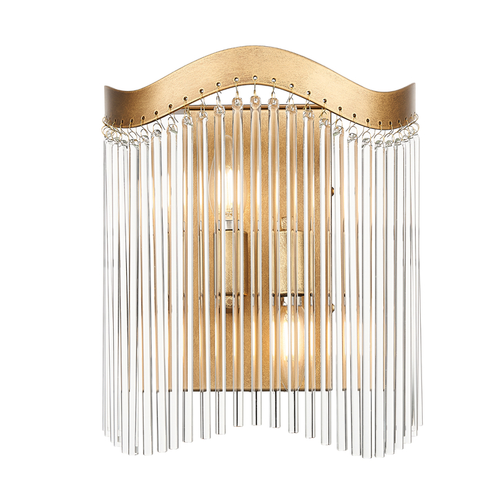 Franklite Harp Aged Brass Clear Glass Wall Light