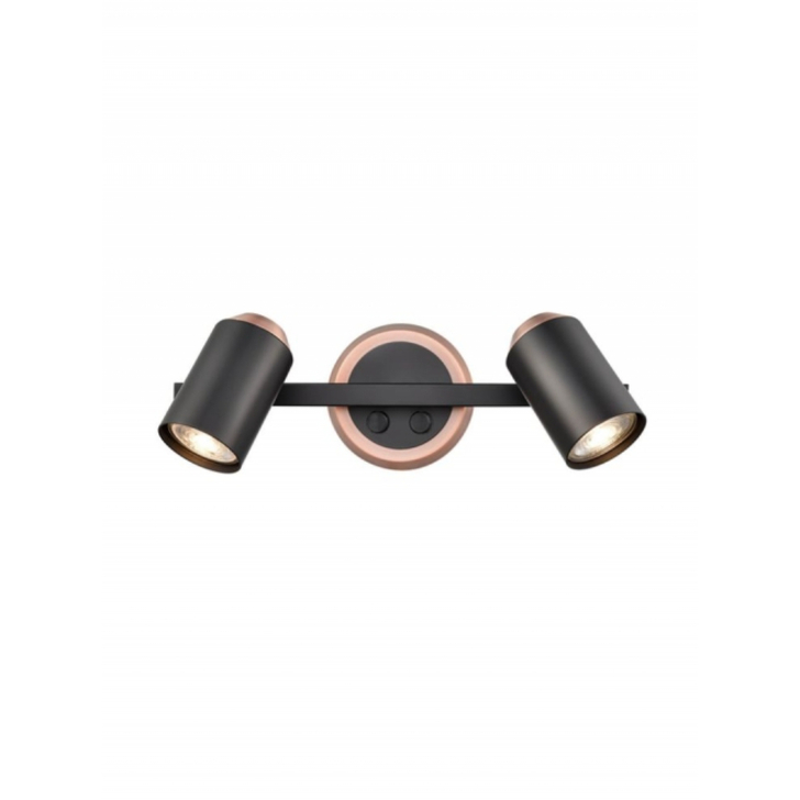 Franklite Hollywood Two Tone Matt Black And Copper Adjustable Twin Spotlight - Switched