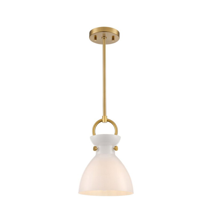 Franklite Horizon Pendant Brushed Brass With Opal Glass