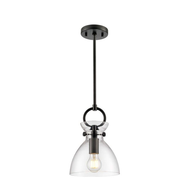 Franklite Horizon Pendant Matt Black With Clear Glass
