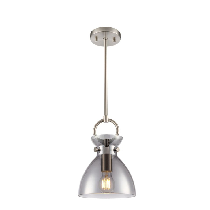 Franklite Horizon Pendant Satin Nickel With Smoked Glass