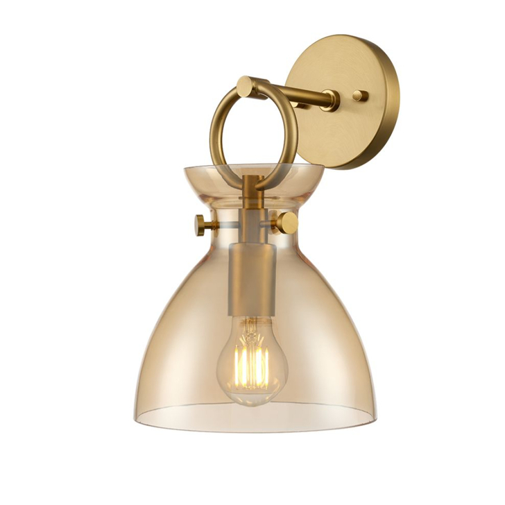 Franklite Horizon Wall Light Brushed Brass With Amber Glass