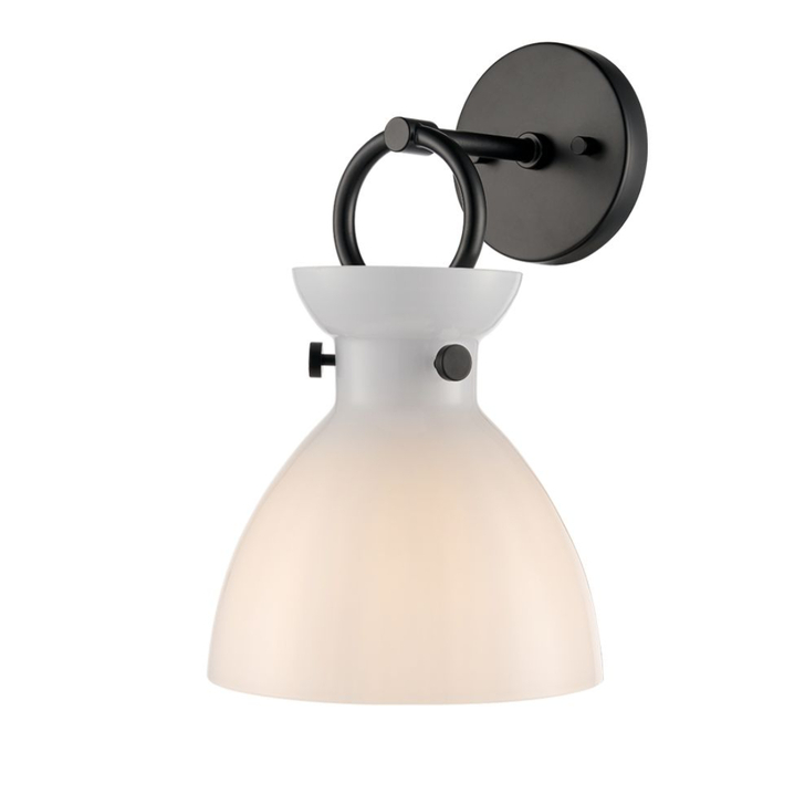 Franklite Horizon Wall Light Matt Black With Opal Glass
