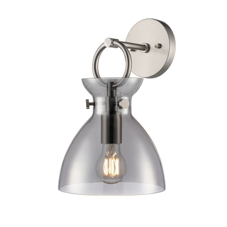Franklite Horizon Wall Light Satin Nickel With Smoked Glass