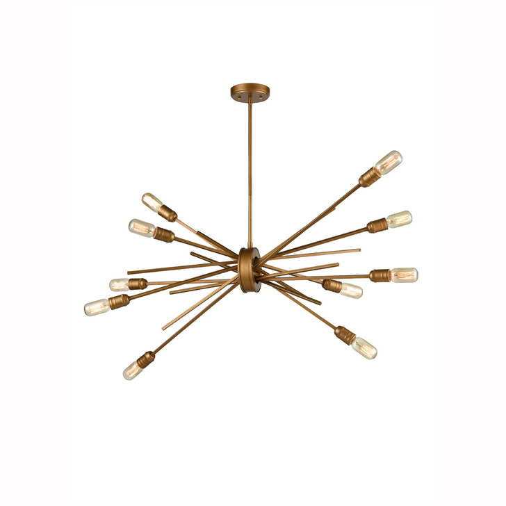 Franklite Idaho Gold Finish 10 Light Semi-Flush Ceiling Light