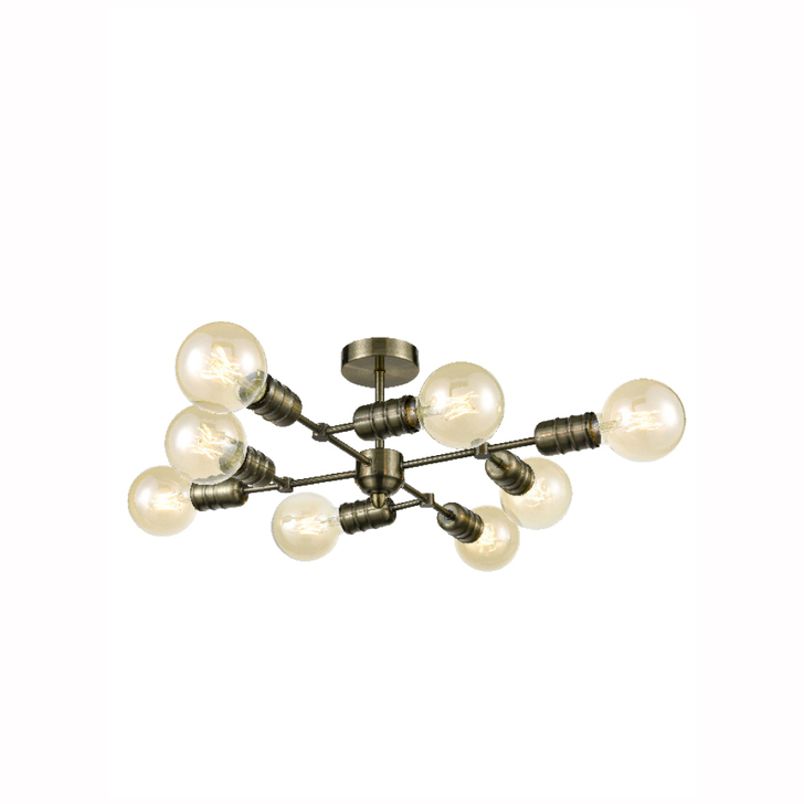 Franklite Impact Antique Brass Flush 8 Light Ceiling Light