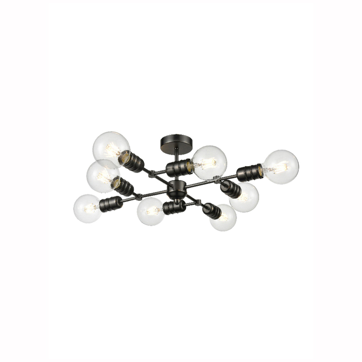 Franklite Impact Gunmetal Finish Flush 8 Light Ceiling Light