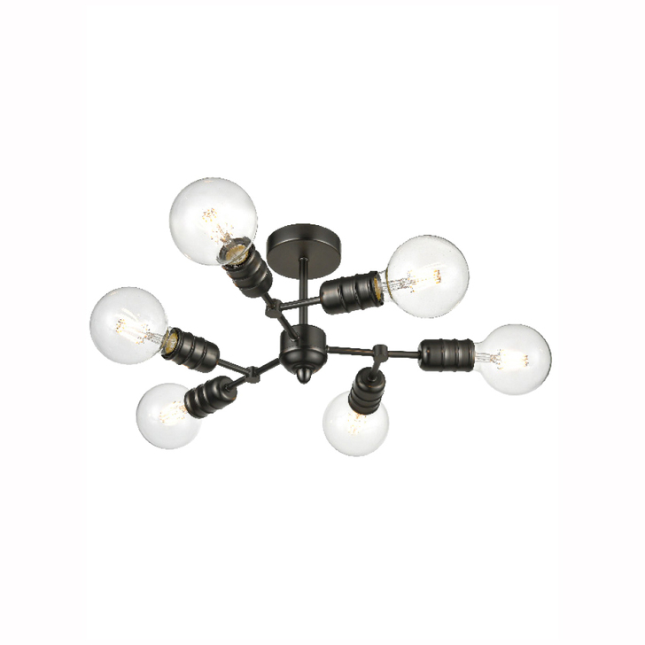 Franklite Impact Gunmetal Flush 6 Light Ceiling Light