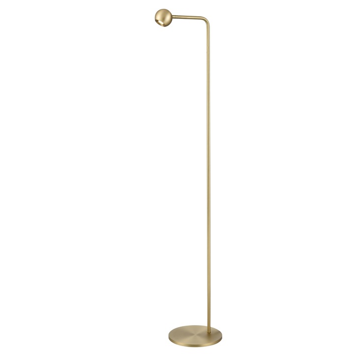 Franklite Iris Led Floor Reading Lamp In Satin Brass With Adjustable Head - 3000K