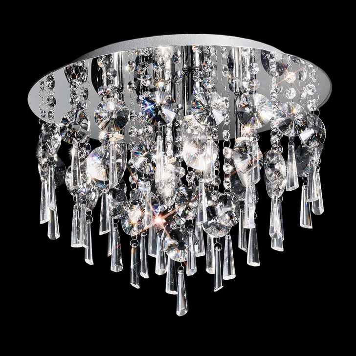 Franklite Jazzy 400mm Polished Chrome 4 Light Flush Crystal Ceiling Light