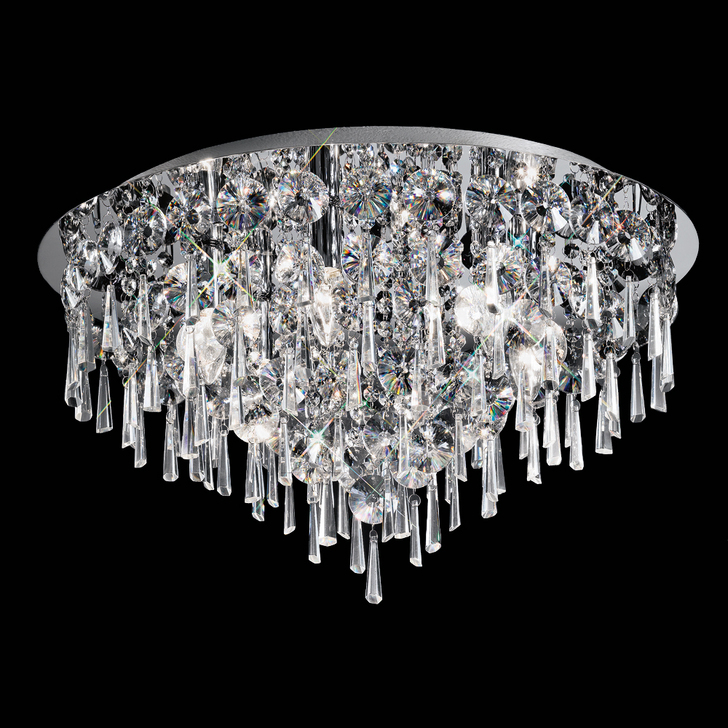 Franklite Jazzy 600mm Polished Chrome 6 Light Flush Crystal Ceiling Light