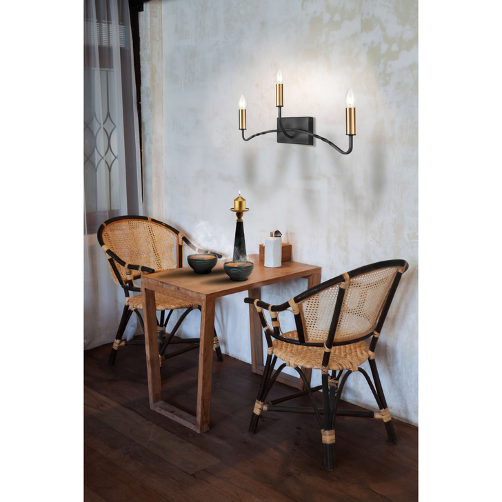 Franklite Kasteel Dark Antique Bronze/Brushed Brass Two Tone Triple Wall Light