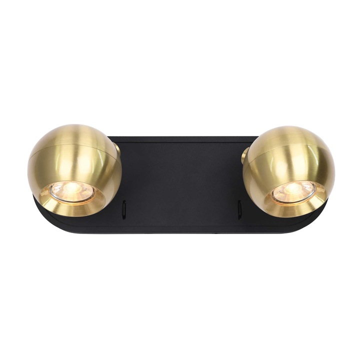 Franklite Lens Double Adjustable Spotlight In Matt Black & Aged Brass