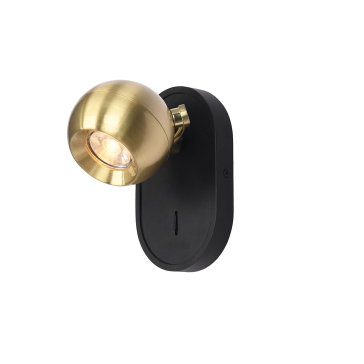 Franklite Lens Single Adjustable Spotlight In Matt Black & Aged Brass