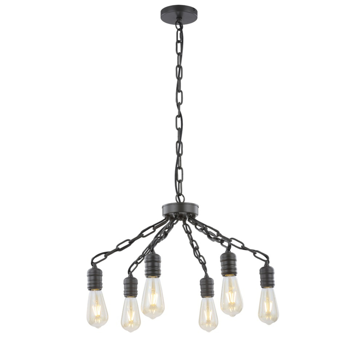 Franklite Linky Iron Chain Finish 6 Light Pendant