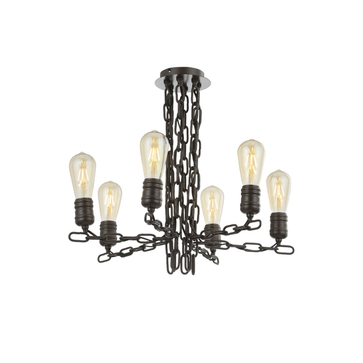 Franklite Linky Iron Chain Finish 6 Light Semi-Flush Ceiling Light