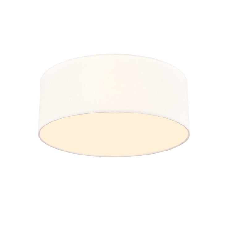 Franklite Melissa 4 Light Flush Ceiling Light Cream Textured Fabric With Acrylic Diffuser