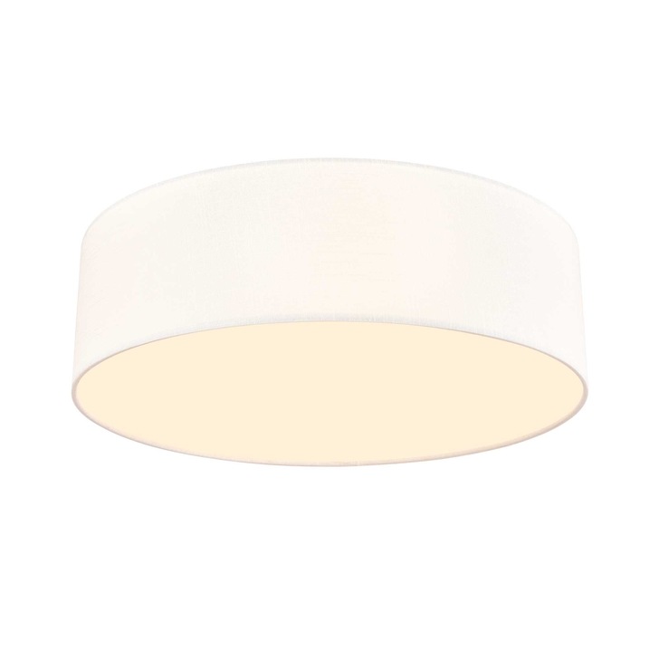 Franklite Melissa 6 Light Flush Ceiling Light Cream Textured Fabric With Acrylic Diffuser