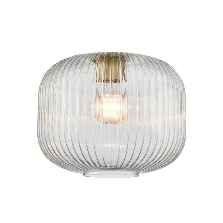 Franklite Mezcla 388 Clear Pumpkin Ribbed Glass - 250mm Diameter - Glass Only