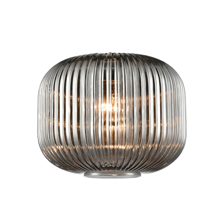 Franklite Mezcla 389 Smoked Pumpkin Ribbed Glass - 250mm Diameter - Glass Only