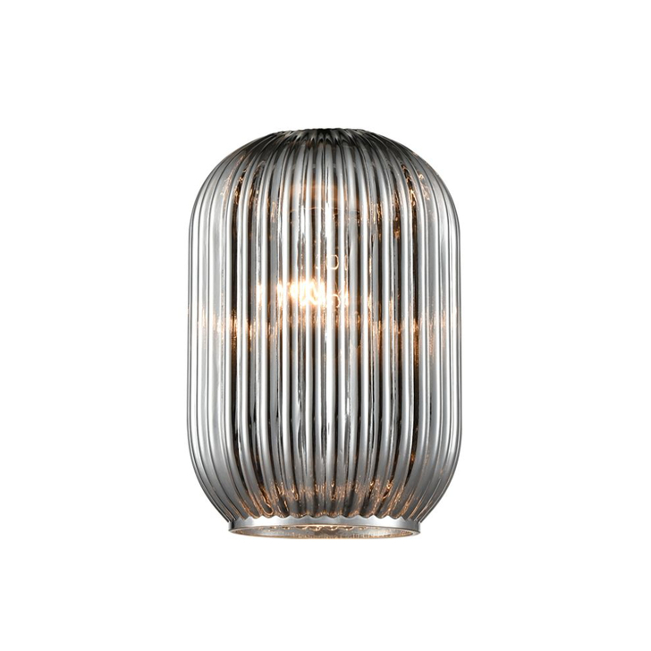 Franklite Mezcla 392 Smoked Ribbed Glass - 150mm Diameter - Glass Only